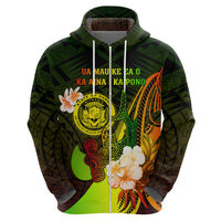 Personalised Hawaii State Motto Zip Hoodie Hawaiian Tribal Reggae Hammerhead Shark LT05 - Polynesian Pride