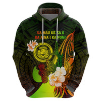 Personalised Hawaii State Motto Zip Hoodie Hawaiian Tribal Reggae Hammerhead Shark LT05 - Polynesian Pride
