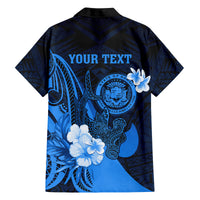 Personalised Hawaii State Motto Family Matching Puletasi and Hawaiian Shirt Hawaiian Tribal Blue Hammerhead Shark LT05 - Polynesian Pride