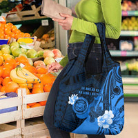 Hawaii State Motto Grocery Bag Hawaiian Tribal Blue Hammerhead Shark