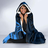 Hawaii State Motto Hooded Blanket Hawaiian Tribal Blue Hammerhead Shark LT05 - Polynesian Pride