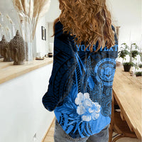 Personalised Hawaii State Motto Women Casual Shirt Hawaiian Tribal Blue Hammerhead Shark LT05 - Polynesian Pride