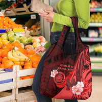 Hawaii State Motto Grocery Bag Hawaiian Tribal Red Hammerhead Shark