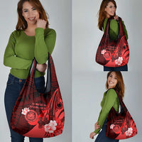 Hawaii State Motto Grocery Bag Hawaiian Tribal Red Hammerhead Shark