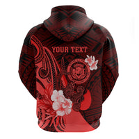 Personalised Hawaii State Motto Zip Hoodie Hawaiian Tribal Red Hammerhead Shark LT05 - Polynesian Pride