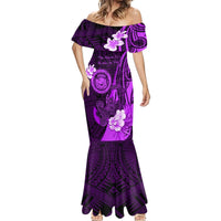 Personalised Hawaii State Motto Mermaid Dress Hawaiian Tribal Purple Hammerhead Shark LT05 - Polynesian Pride