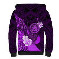 Personalised Hawaii State Motto Sherpa Hoodie Hawaiian Tribal Purple Hammerhead Shark LT05 - Polynesian Pride