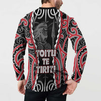 Aotearoa Waitangi Day Button Sweatshirt Maori Warrior Tribal Tattoo LT05 - Polynesian Pride