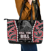Aotearoa Waitangi Day Leather Tote Bag Maori Warrior Tribal Tattoo LT05 - Polynesian Pride