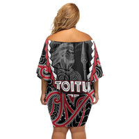 Aotearoa Waitangi Day Off Shoulder Short Dress Maori Warrior Tribal Tattoo
