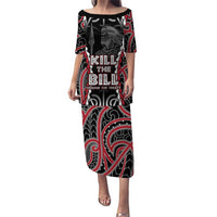 Aotearoa Waitangi Day Puletasi Maori Warrior Tribal Tattoo LT05 Long Dress Black - Polynesian Pride