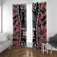 Aotearoa Waitangi Day Window Curtain Maori Warrior Tribal Tattoo LT05 With Grommets Black - Polynesian Pride