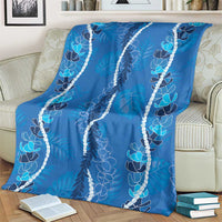 Hawaii Maile Lei Blanket With Blue Monstera Pattern LT05 - Polynesian Pride