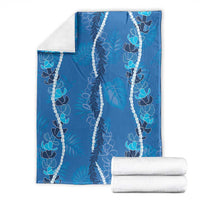 Hawaii Maile Lei Blanket With Blue Monstera Pattern LT05 - Polynesian Pride