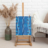 Hawaii Maile Lei Canvas Wall Art With Blue Monstera Pattern