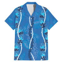 Hawaii Maile Lei Family Matching Mermaid Dress and Hawaiian Shirt With Blue Monstera Pattern