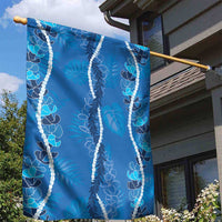 Hawaii Maile Lei Garden Flag With Blue Monstera Pattern LT05 - Polynesian Pride