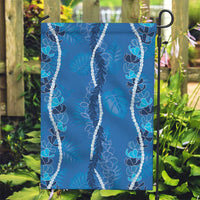 Hawaii Maile Lei Garden Flag With Blue Monstera Pattern LT05 Garden Flag Blue - Polynesian Pride