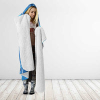 Hawaii Maile Lei Hooded Blanket With Blue Monstera Pattern LT05 - Polynesian Pride