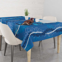 Hawaii Maile Lei Tablecloth With Blue Monstera Pattern LT05 - Polynesian Pride