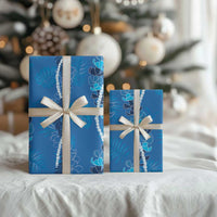 Hawaii Maile Lei Wrapping Paper With Blue Monstera Pattern LT05 - Polynesian Pride