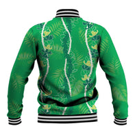 Hawaii Maile Lei Baseball Jacket With Green Monstera Pattern LT05 - Polynesian Pride
