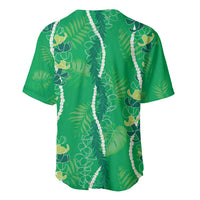 Hawaii Maile Lei Baseball Jersey With Green Monstera Pattern