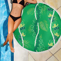 Hawaii Maile Lei Beach Blanket With Green Monstera Pattern LT05 - Polynesian Pride