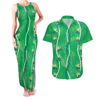 Hawaii Maile Lei Couples Matching Tank Maxi Dress and Hawaiian Shirt With Green Monstera Pattern LT05 Green - Polynesian Pride