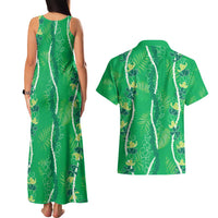 Hawaii Maile Lei Couples Matching Tank Maxi Dress and Hawaiian Shirt With Green Monstera Pattern LT05 - Polynesian Pride