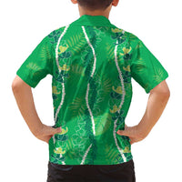 Hawaii Maile Lei Family Matching Summer Maxi Dress and Hawaiian Shirt With Green Monstera Pattern