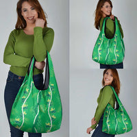 Hawaii Maile Lei Grocery Bag With Green Monstera Pattern LT05 - Polynesian Pride