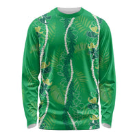 Hawaii Maile Lei Long Sleeve Shirt With Green Monstera Pattern LT05 Unisex Green - Polynesian Pride