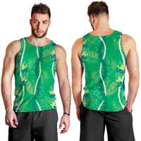 Hawaii Maile Lei Men Tank Top With Green Monstera Pattern LT05 - Polynesian Pride