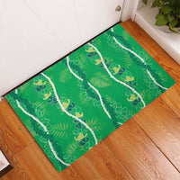 Hawaii Maile Lei Rubber Doormat With Green Monstera Pattern LT05 - Polynesian Pride