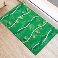 Hawaii Maile Lei Rubber Doormat With Green Monstera Pattern LT05 - Polynesian Pride