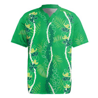 Hawaii Maile Lei Rugby Jersey With Green Monstera Pattern LT05 Green - Polynesian Pride