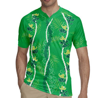 Hawaii Maile Lei Rugby Jersey With Green Monstera Pattern LT05 - Polynesian Pride
