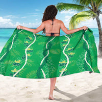 Hawaii Maile Lei Sarong With Green Monstera Pattern