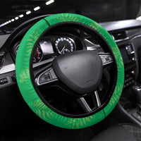 Hawaii Maile Lei Steering Wheel Cover With Green Monstera Pattern LT05 Universal Fit Green - Polynesian Pride
