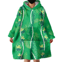 Hawaii Maile Lei Wearable Blanket Hoodie With Green Monstera Pattern LT05 - Polynesian Pride