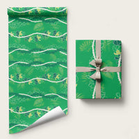 Hawaii Maile Lei Wrapping Paper With Green Monstera Pattern LT05 58" × 23" Green - Polynesian Pride