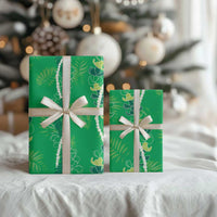 Hawaii Maile Lei Wrapping Paper With Green Monstera Pattern LT05 - Polynesian Pride