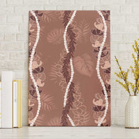 Hawaii Maile Lei Canvas Wall Art With Brown Monstera Pattern LT05 Without Frame Brown - Polynesian Pride