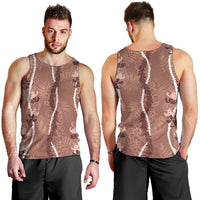 Hawaii Maile Lei Men Tank Top With Brown Monstera Pattern LT05 - Polynesian Pride