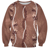 Hawaii Maile Lei Sweatshirt With Brown Monstera Pattern LT05 Unisex Brown - Polynesian Pride
