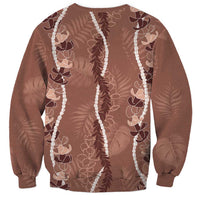 Hawaii Maile Lei Sweatshirt With Brown Monstera Pattern LT05 - Polynesian Pride
