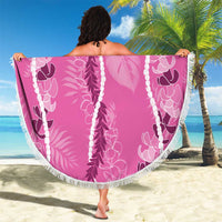Hawaii Maile Lei Beach Blanket With Pink Monstera Pattern LT05 - Polynesian Pride