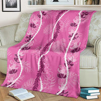 Hawaii Maile Lei Blanket With Pink Monstera Pattern LT05 - Polynesian Pride