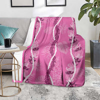 Hawaii Maile Lei Blanket With Pink Monstera Pattern LT05 - Polynesian Pride